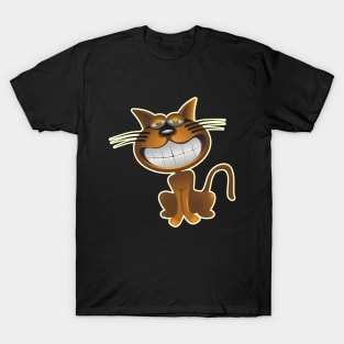 Funny Brown Cat Grinning T-Shirt